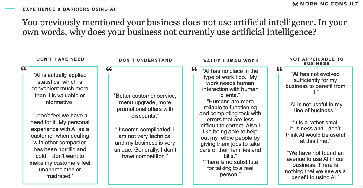 Why does your business not currently use artificial intelligence?